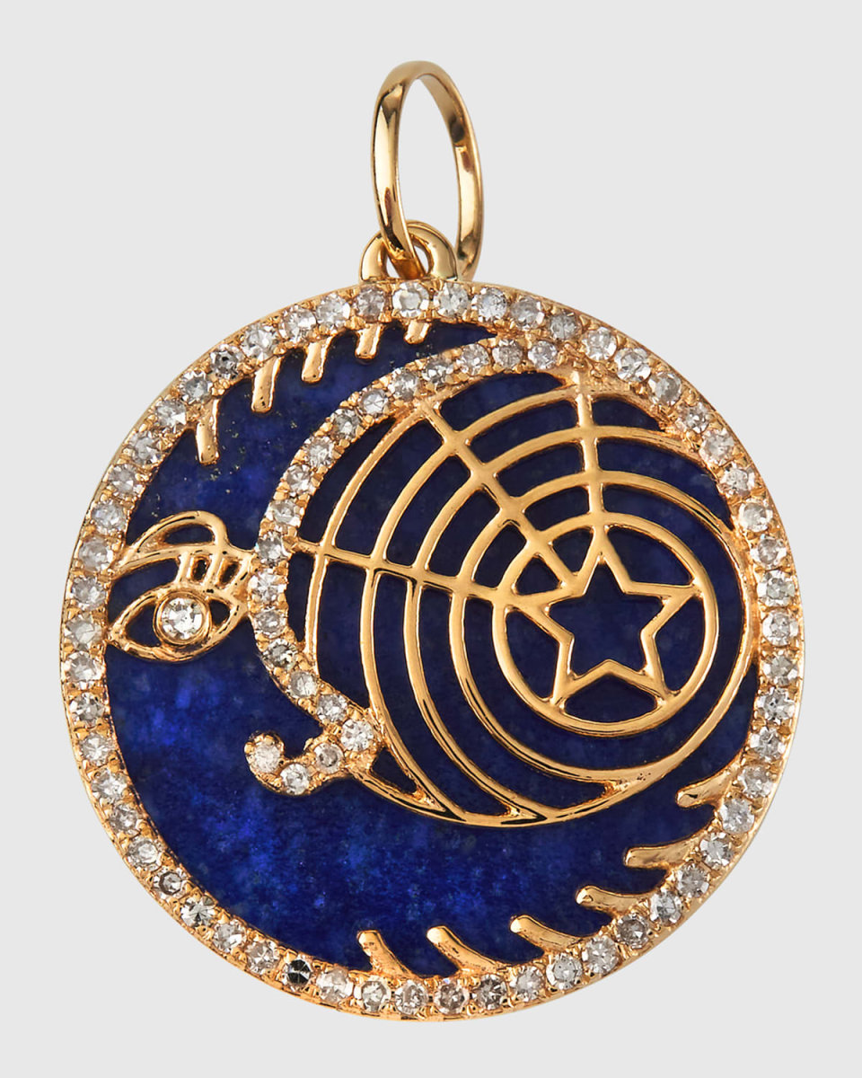 Celstial Lapis Crescent Moon and Star Pendant